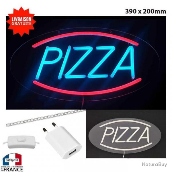 Panneau enseigne lumineuse Non led verre acrylique  suspendre PIZZA pour camion stand snack