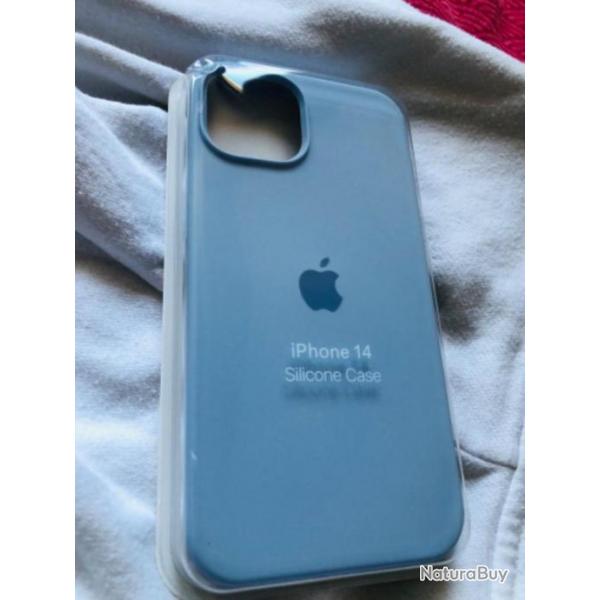 Coque Apple iPhone 14 silicone bleu