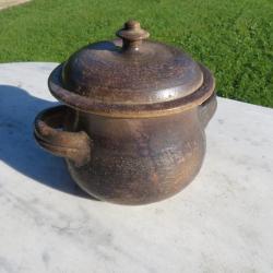 VINTAGE - Ancien grand Pot Couvert-Marmite à deux anses en céramique signée Jean Marais(Vers1960-70)