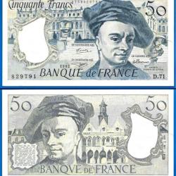 France 50 Francs 1992 Quentin De La Tour Billet Franc Frc Frcs Frs