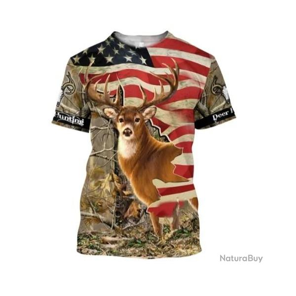 !!! SUPER PROMO !!! Tee-shirt raliste chasse. Cerf taille de S  6XL n28