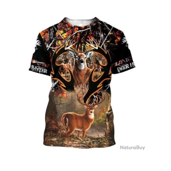 !!! SUPER PROMO !!! Tee-shirt raliste chasse. Cerf taille de S  6XL n29