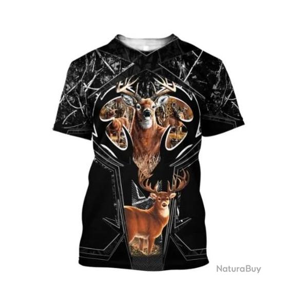 !!! SUPER PROMO !!! Tee-shirt raliste chasse. Cerf taille de S  6XL n32