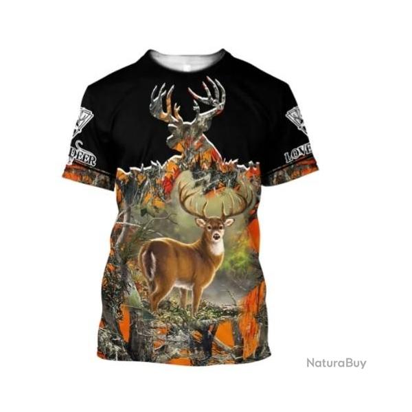 !!! SUPER PROMO !!! Tee-shirt raliste chasse. Cerf taille de S  6XL n38