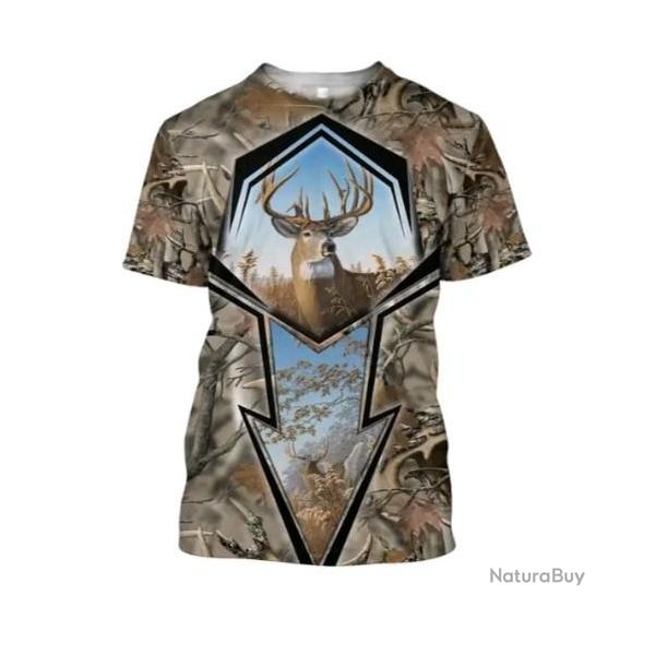 !!! SUPER PROMO !!! Tee-shirt raliste chasse. Cerf taille de S  6XL n39