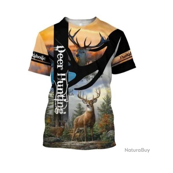 !!! SUPER PROMO !!! Tee-shirt raliste chasse. Cerf taille de S  6XL n40