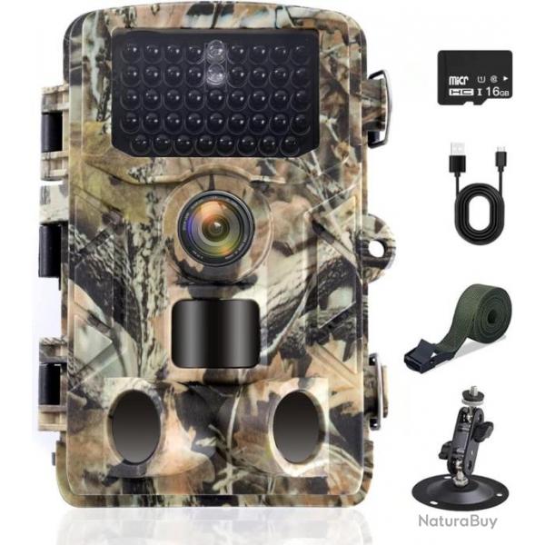 Camra de Chasse  4k 50MP HD Camera Chasse avec Vision Nocturne Infrarouge tanche IP66 + carte 32GO