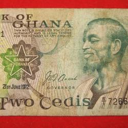 Ghana billet  bank note de two cedis 1972