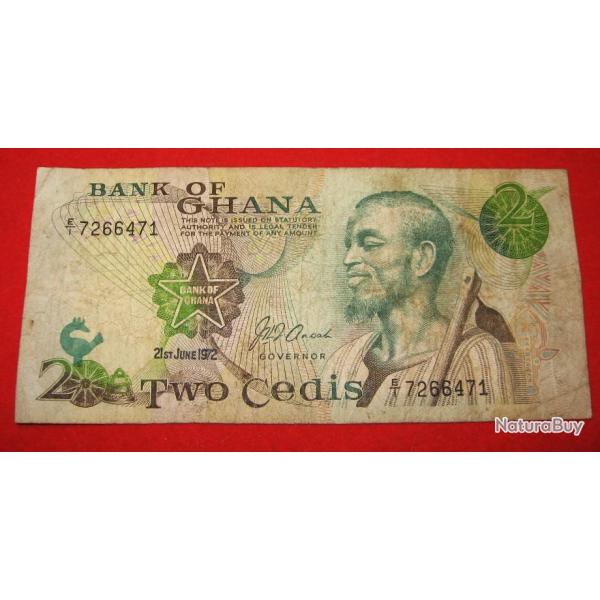 Ghana billet  bank note de two cedis 1972