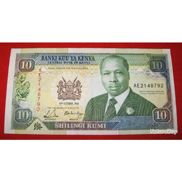 Kenya billet de 10 shilingi Kumi 1989 TTB+