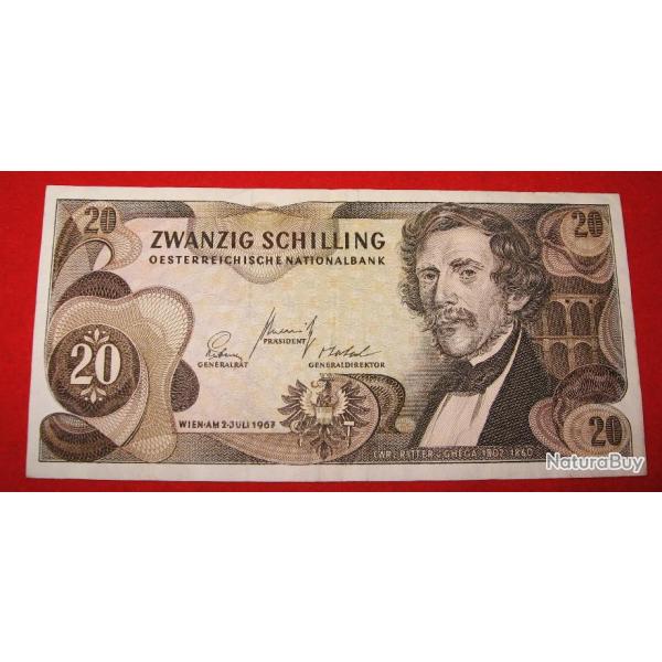 AUTRICHE billet de 20 zwanzing 1967 sup