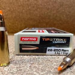 1 boite de munitions Norma TIPSTRIKE Varmint .22-250 Remington 3.6g