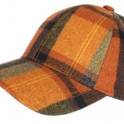 Casquette Laine Orange et Marron a Carreaux Baseball Volga Taille unique Orange