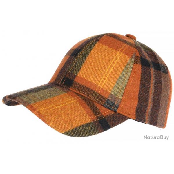Casquette Laine Orange et Marron a Carreaux Baseball Volga Taille unique Orange