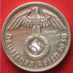 Jeton Adolf Hitler 1938. German 3rd reich token silver plated brass