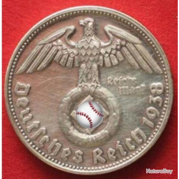 Jeton Adolf Hitler 1938. German 3rd reich token silver plated brass