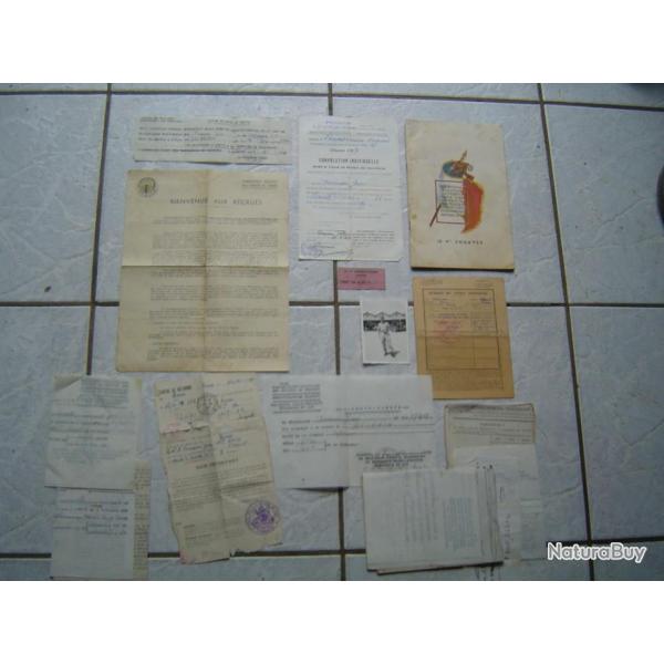 lot de documents d'un soldat du 4me zouaves 1950