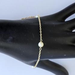 Bracelet de cheville en or 18 carats avec perles - 26 cm