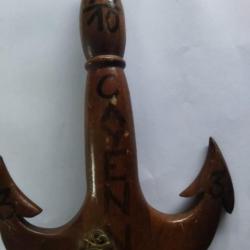 Ancienne quille de libération colonial Cayenne 4ème Rima Ancré bois 26cm