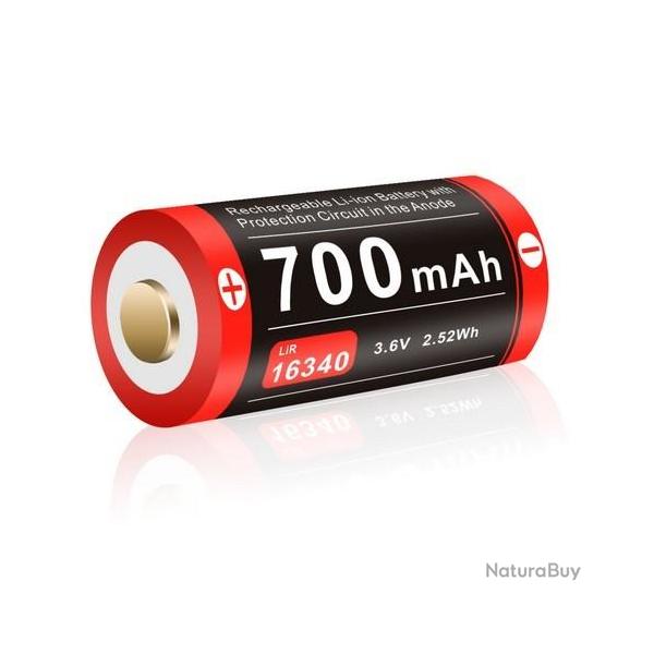 Batterie Klarus 16GT-70UR 16340 Li-ion 700mAh rechargeable port micro USB intgr