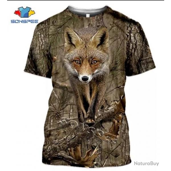 !!! SUPER PROMO !!! Tee-shirt 3D raliste chasse. Renard rf 655