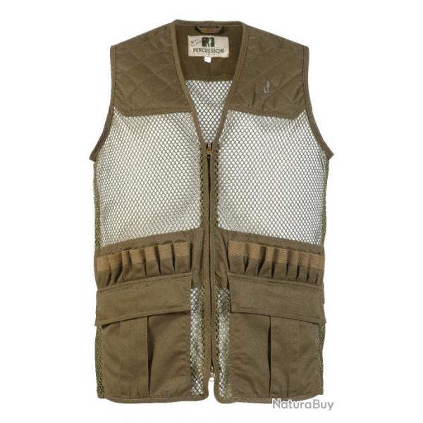 Gilet de Chasse Percussion Savane Filet Kaki