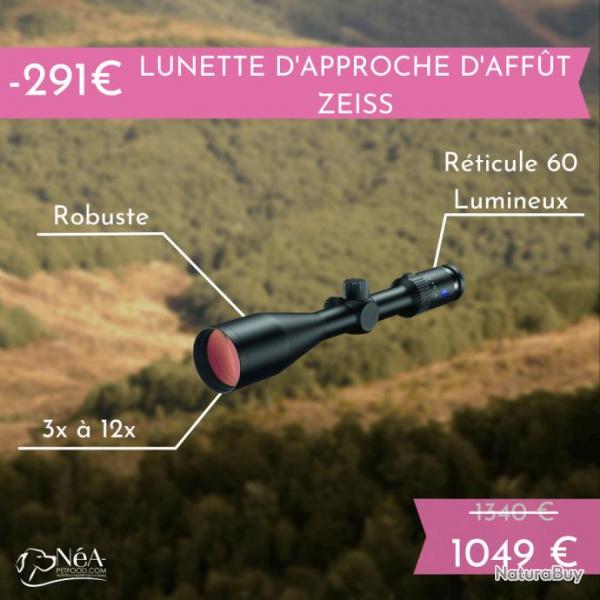 Lunette d'approche d afft Zeiss Conquest V4 3-12x56mm - Rticule 60 Lumineux dispo chez nea-petfood