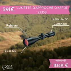 PACK APPROCHE Zeiss Conquest V4 3-12x56mm - Réticule 60 Lumineux + Housse neoprene de protection