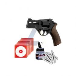 Pack Revolver Rhino 30 DS 4.5 mm Cal. 177 CO2 - 3,5J Black mat + Billes + CO2 + cibles