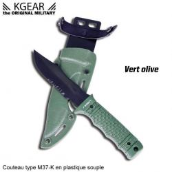 Couteau tactique factice lame caoutchouc souple KGEAR type M37-K Vert Olive