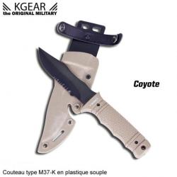 Couteau tactique factice lame caoutchouc souple KGEAR type M37-K Coyote / TAN