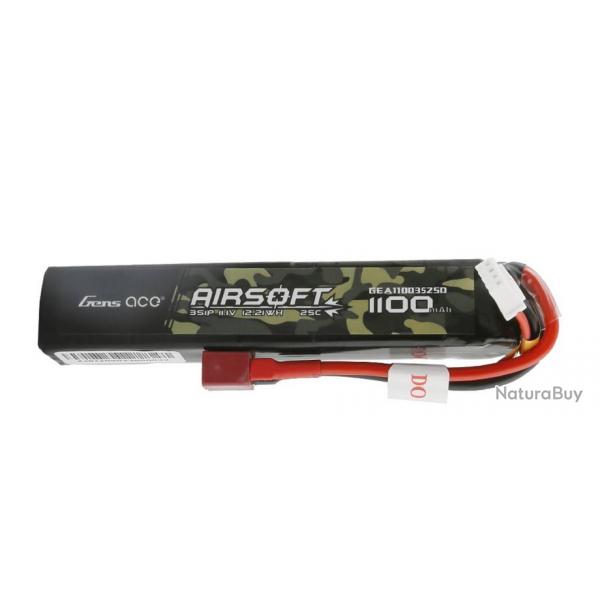 Batterie airsoft Gen Ace Lipo 11.1 V 25C 3S1P 1100mAh Connecteur Deans (T Plug)