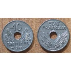 France 10 Centimes 1941 Etat Francais Vichy Piece Centime En Franc Francs