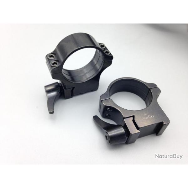 Colliers Acier amovibles Rusan QD Diamtre 30 mm pour prisme de  14,5 mm - Hauteur 19 mm