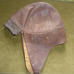 casque de pilote cuir vintage