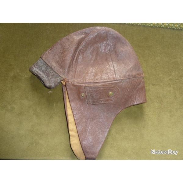 casque de pilote cuir vintage