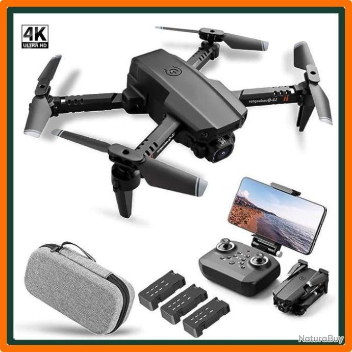 Drone Quadricoptère Video Photo GPS Pliable Connecté avec Caméra 4K Manette  + Pochette de Rangement - Drones et multirotors (9125615)