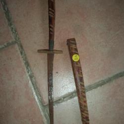 couteau oriental poignard  bois métal   lame 18.5  cm