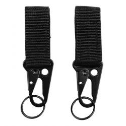 Pack de 2 Mousquetons avec Porte-Clés (Couleur Noir)