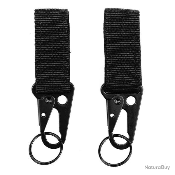 Pack de 2 Mousquetons avec Porte-Cls (Couleur Noir)