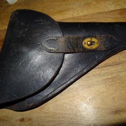 Etui de Revolver 1892 simplifié en cuir noir fabrication de bourrelier pour un officier