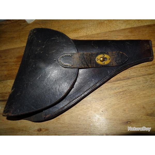 Etui de Revolver 1892 simplifi en cuir noir fabrication de bourrelier pour un officier