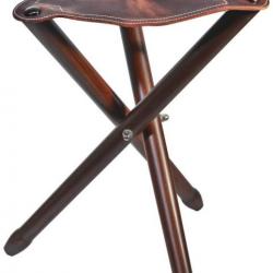 Trépied de poste, Hauteur 65 cm, très solide, assise en cuir robuste 38 cm, pieds bois.