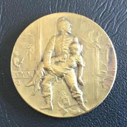 Medaille dit « de table » - Sapeur Pompier XIXe - Bronze