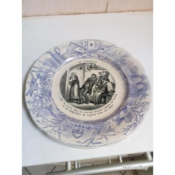 ANCIENNE ASSIETTE PARLANTE HUMORISTIQUE le CABARET N8 CHOISY LE ROY  19 sicle