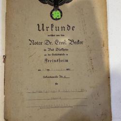 Ancien Document Militaire WW2 Allemand avec Tampon notaire