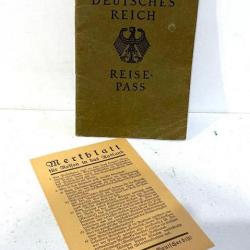 Ancien Document Militaire WW2 Allemand avec Tampon et photo Deutsches Reich Reise pass