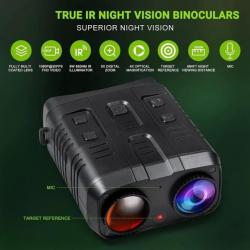 Jumelles vision nocturne infrarouge, enregistreur pleine nuit, 4K, 1080P, 300m, chasse, camping. B