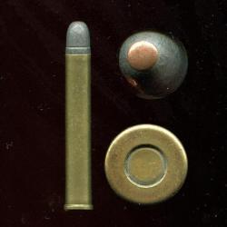 10.3 x 65 R Baenziger - RARE - balle plomb pointe cuivre - étui laiton de 65.2 mm - bourrelet épais