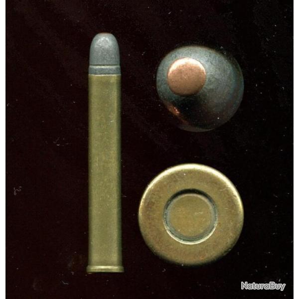 10.3 x 65 R Baenziger - RARE - balle plomb pointe cuivre - tui laiton de 65.2 mm - bourrelet pais